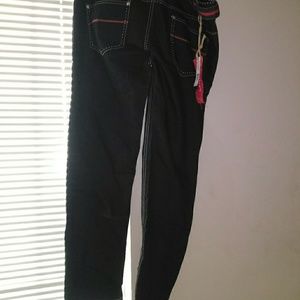 A dark blue denim pant and shirt